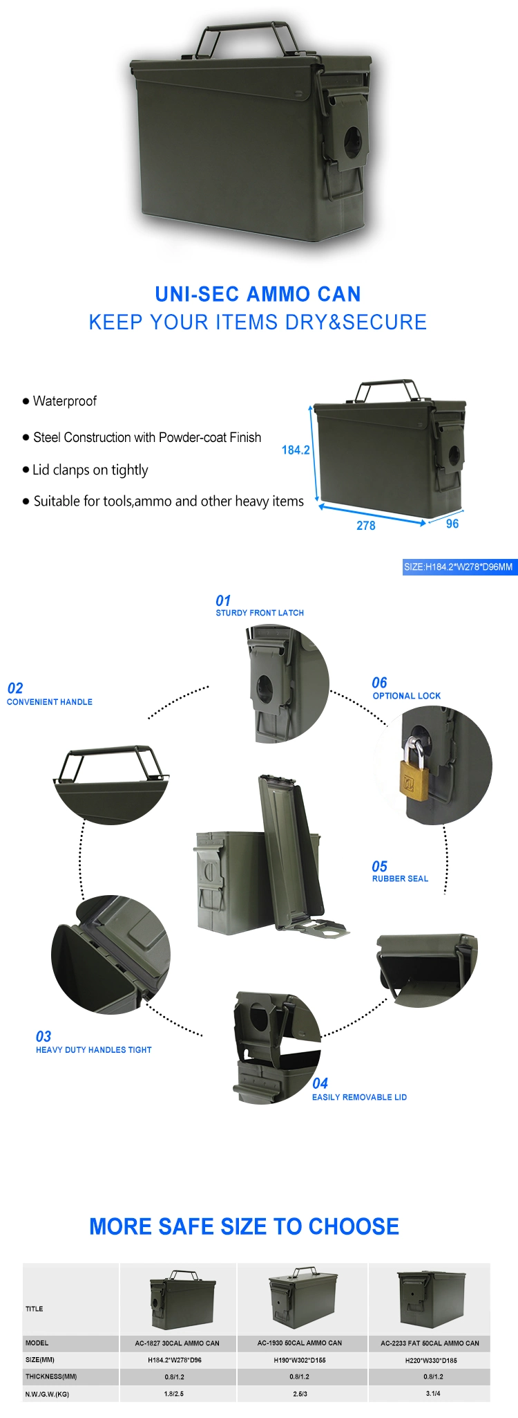 Hot Sale Wholesale Price Hot Sale &amp; High Quality Best Selling Security Electronic Digital Home Ammo Can Safe Professional Factory Offer (AC-2233)